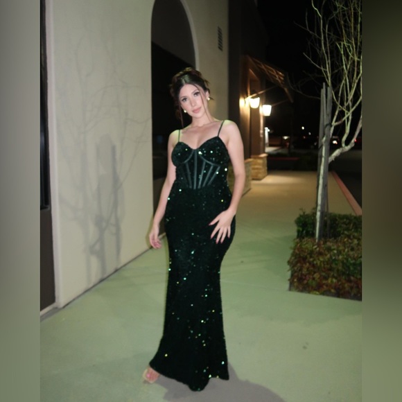 Dark Green Sparkly Dress - Picture 1 of 6